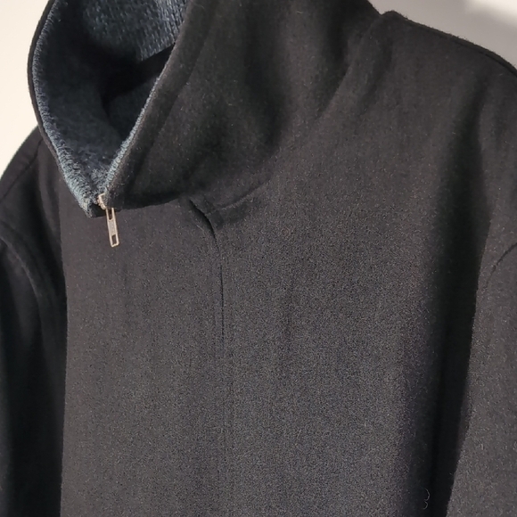 Robert Comstock | Black Zip Up Heavy Wool Jacket High Collar Size XL - Picture 1 of 11